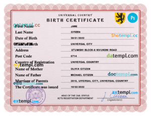 # inspire birth universal certificate PSD template, completely editable