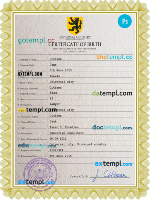 South Sudan business registration certificate Word and PDF template