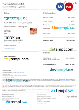 USA retail company earning statement template in Word and PDF format, version 3