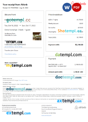 USA MSNG Shipping invoice template in Word and PDF format, fully editable