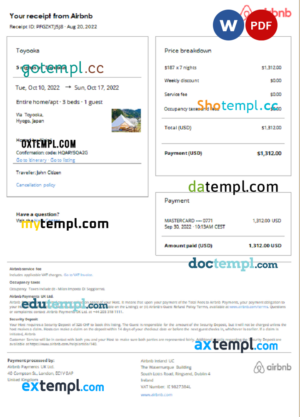 USA California Patelco bank card statement, Word and PDF template, 2 pages