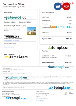 Agency Billing template in word and pdf format