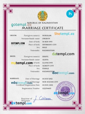 Vietnam birth certificate template in PSD format, fully editable
