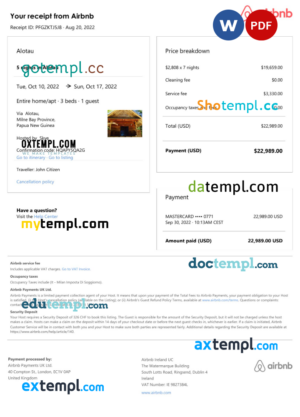 # central mass pay stub template in Word and PDF format