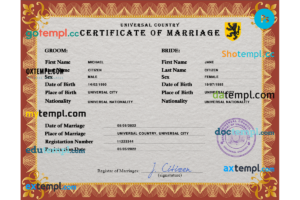 # sentiment marriage certificate PSD template, fully editable