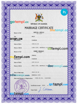 Brunei marriage certificate PSD template, fully editable