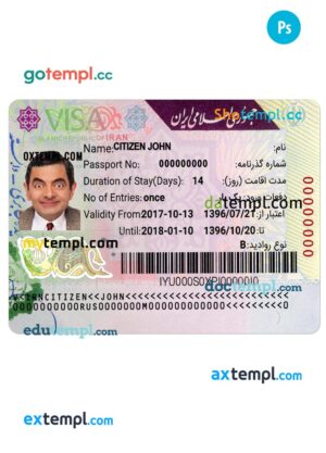 Japan tourist visa template in PSD format, fully editable, + editable PSD photo look