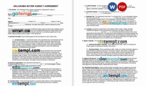 Oklahoma buyer agency agreement template, Word and PDF format
