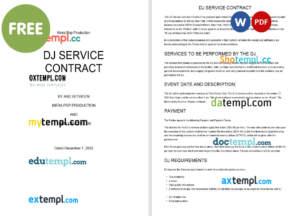 restaurant consulting contract template, Word and PDF format