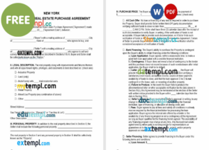 New York commercial real estate purchase agreement template, Word and PDF format