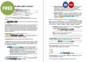 New York employment contract template, Word and PDF format