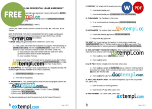 North Carolina residential lease agreement template, Word and PDF format