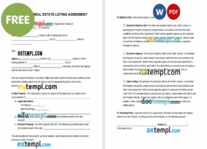Oklahoma real estate listing agreement template, Word and PDF format