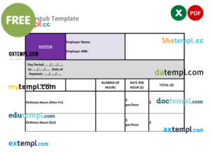 bonus paystub template in Excel and PDF format, version 5