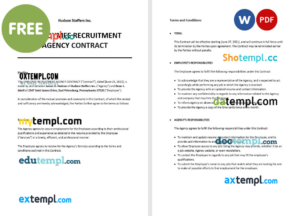 employee recruitment agency contract template, Word and PDF format