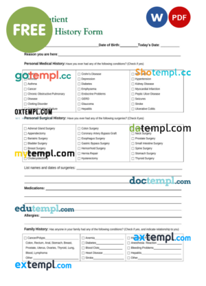 USA healthcare company employee sheet template in Word and PDF format