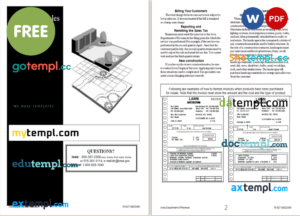 landscaping invoice template in Word and PDF format, version 2