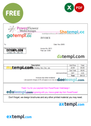 landscaping invoice template in Word and PDF format, version 22