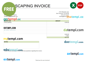 landscaping invoice template in Word and PDF format, version 26