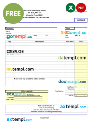 landscaping invoice template in Word and PDF format, version 31