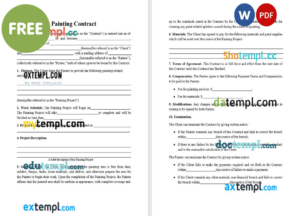 painting contract template, Word and PDF format
