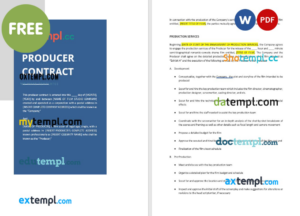 producer contract template, Word and PDF format