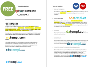 production company contract template, Word and PDF format