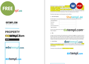 property contract template, Word and PDF format