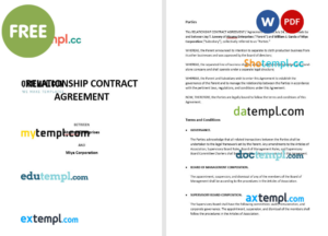 relationship contract agreement template, Word and PDF format
