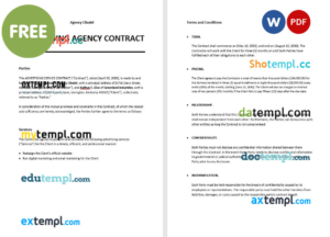 sample advertising agency contract template, Word and PDF format