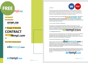 simple IT contract template, Word and PDF format