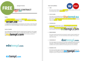 simple IT service contract template, Word and PDF format