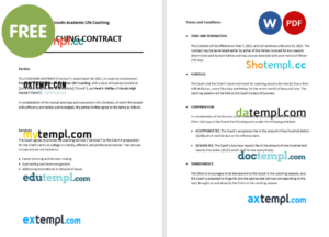 simple coaching contract template, Word and PDF format