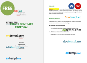 travel contract proposal template, Word and PDF format