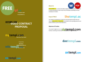 video contract proposal template, Word and PDF format