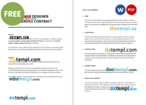 web designer contract template, Word and PDF format