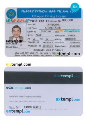Congo driving license PSD files, scan look and photographed image, 2 in 1