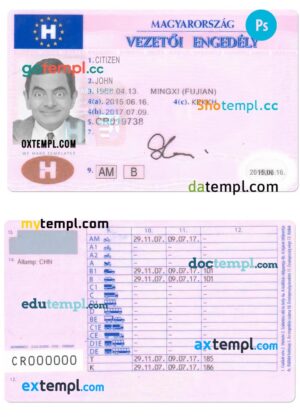 Tajikistan driving license PSD template, fully editable, version 2