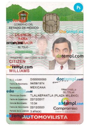 Mexico identity card PSD template, version 2