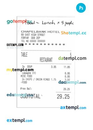 CHAPELBANK HOTEL payment check PSD template