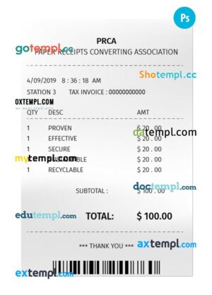 PRCA payment check PSD template