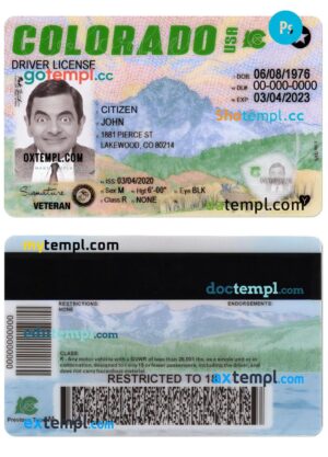 USA Colorado driving license template in PSD format, 2022 – present