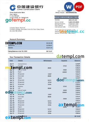 Botswana Bank Gaborone proof of address bank statement template in Word and PDF format