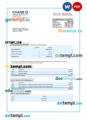 ERICSSON networking and telecommunications company paystub template in Word and PDF formats