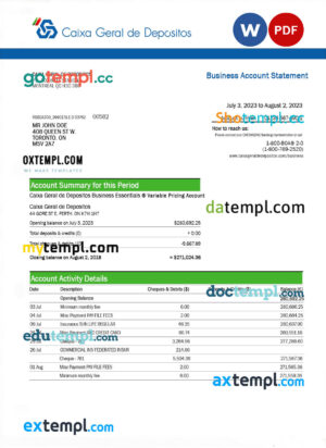 Akbank enterprise account statement Word and PDF template