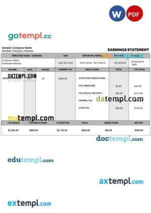 # after joy pay stub template in Word and PDF format