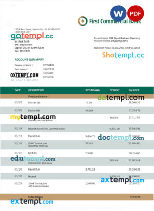 Kazakhstan Qazkom bank proof of address statement template in Word and PDF format
