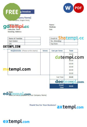 Free Professional Invoice template in word and pdf format