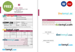 Free Freelance Design Invoice template in word and pdf format