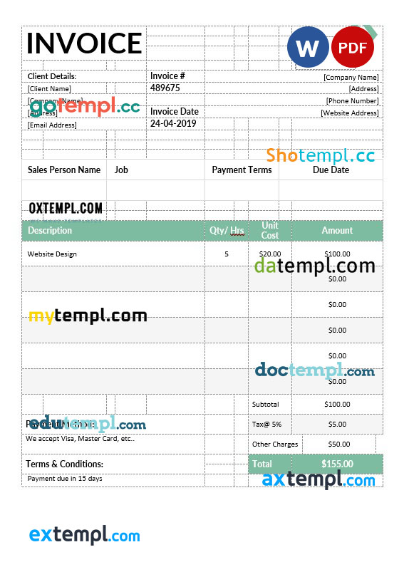 IT Services Invoice template in word and pdf format IT Services Invoice template in word and pdf format